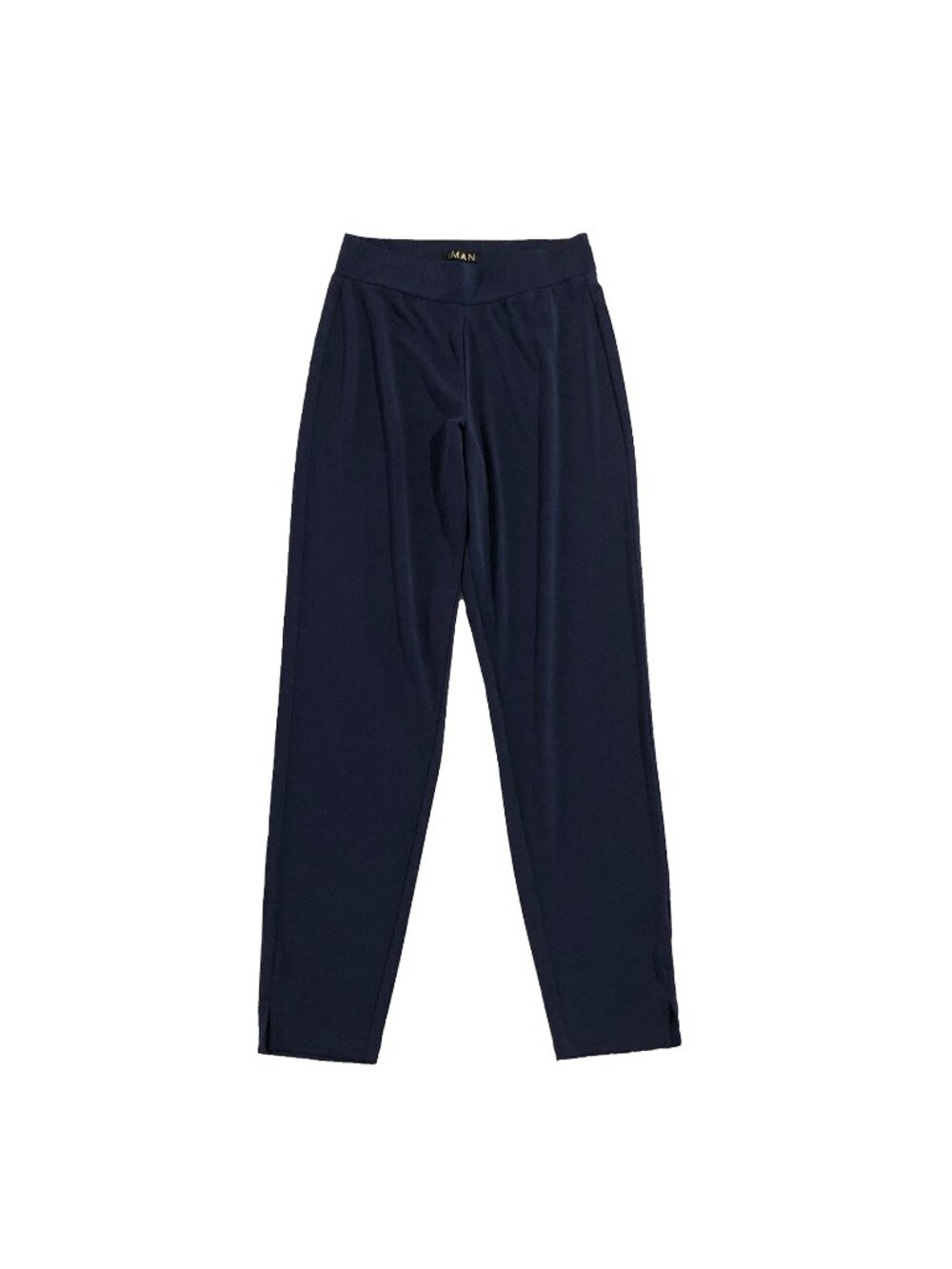 IMAN Pants Womens XS Navy Blue Pull-On Elastic Waist Ankle Side Slits/Side Notch
